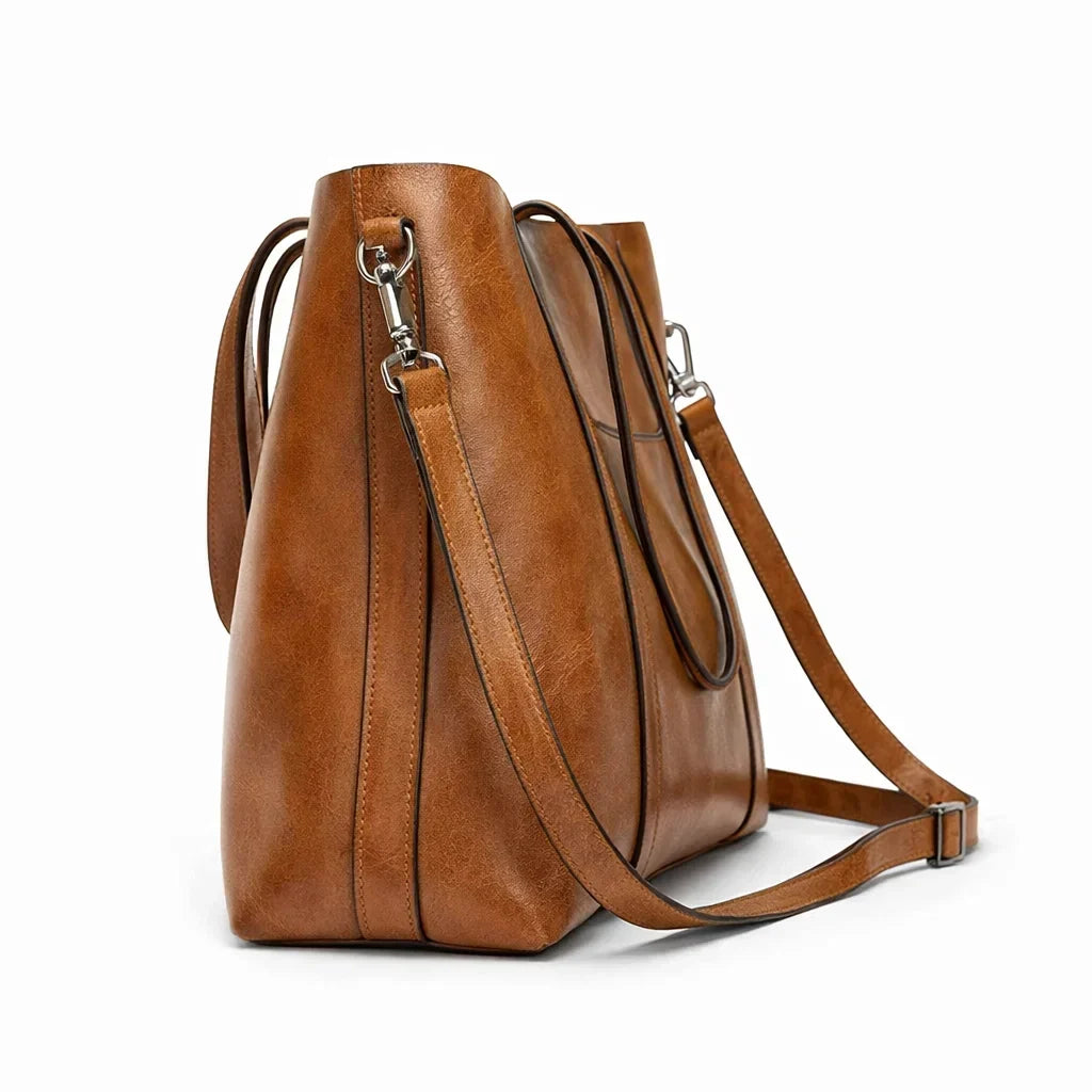 Women's Genuine Leather Messenger Bag - Elegant Woman