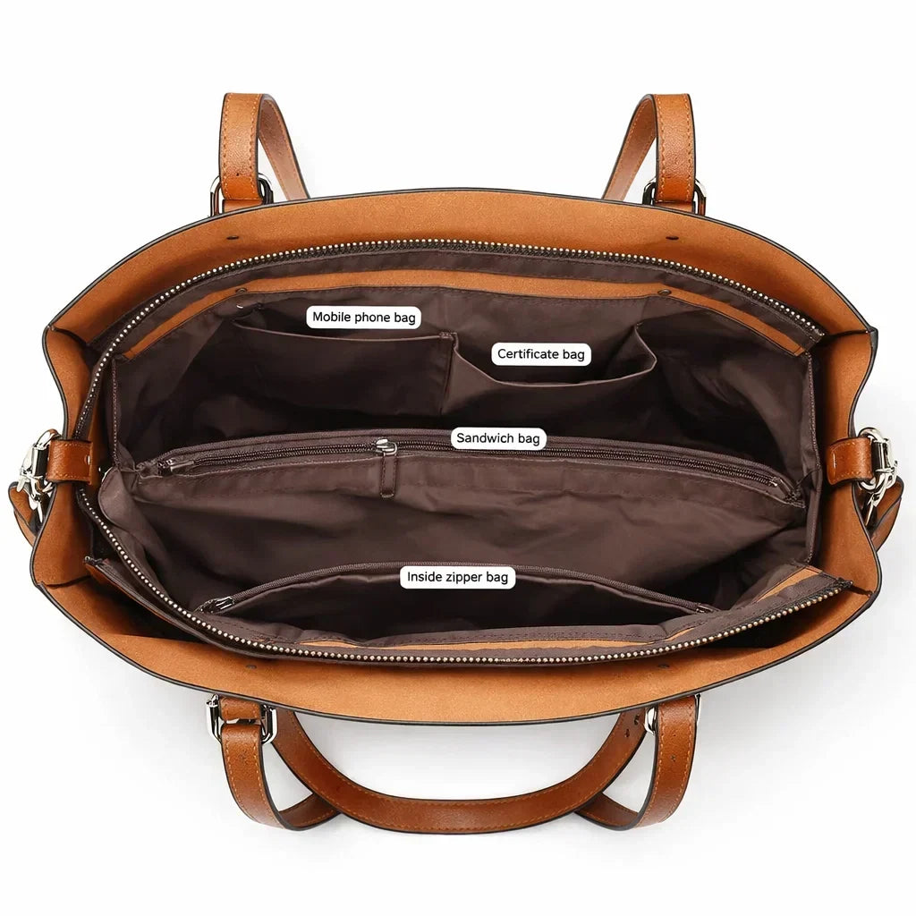Women's Genuine Leather Messenger Bag - Elegant Woman